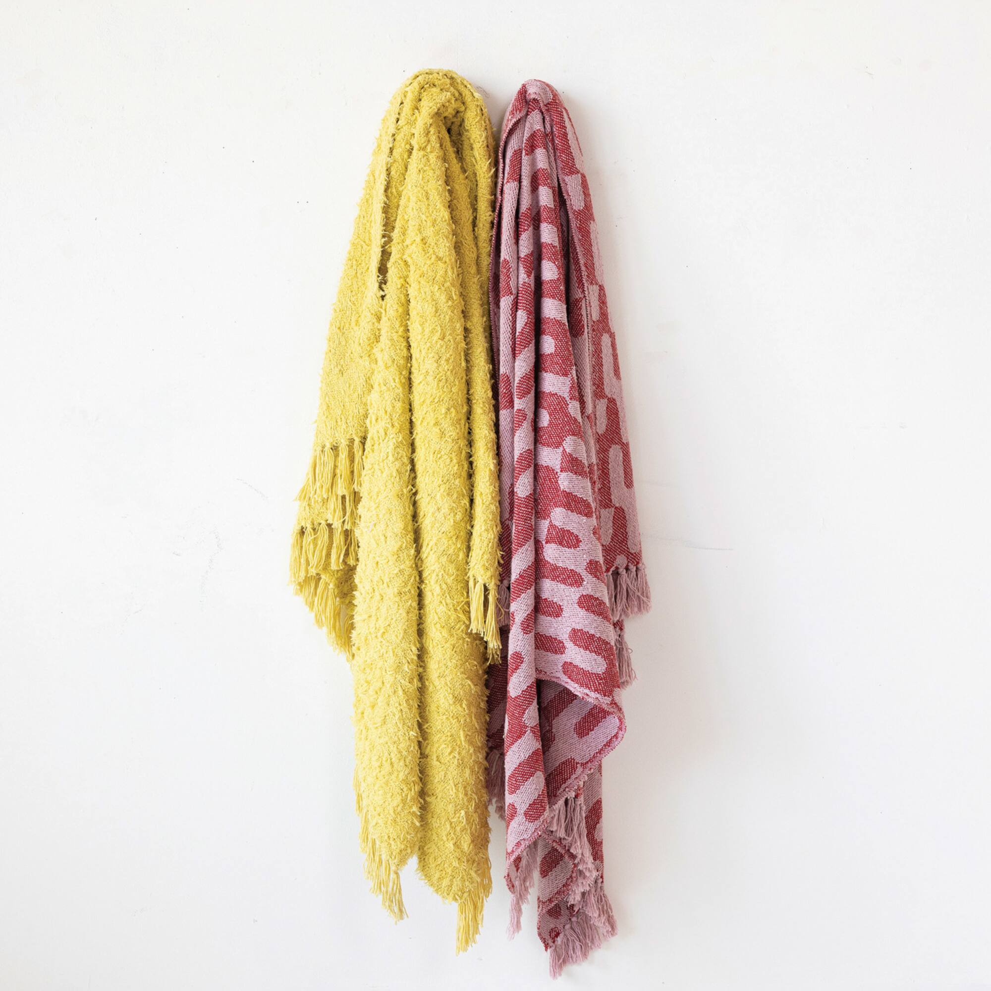 Hello Honey® 60" Chartreuse Woven Cotton Throw Blanket with Fringe